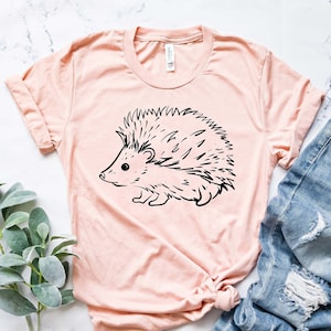 Cute Hedgehog Pocket Shirt - Pocket Tee, Unisex Shirt, Hedghehog shirt, Hedgehog tee, Cute drawing, Hipster tee, Graphic tee, hipster