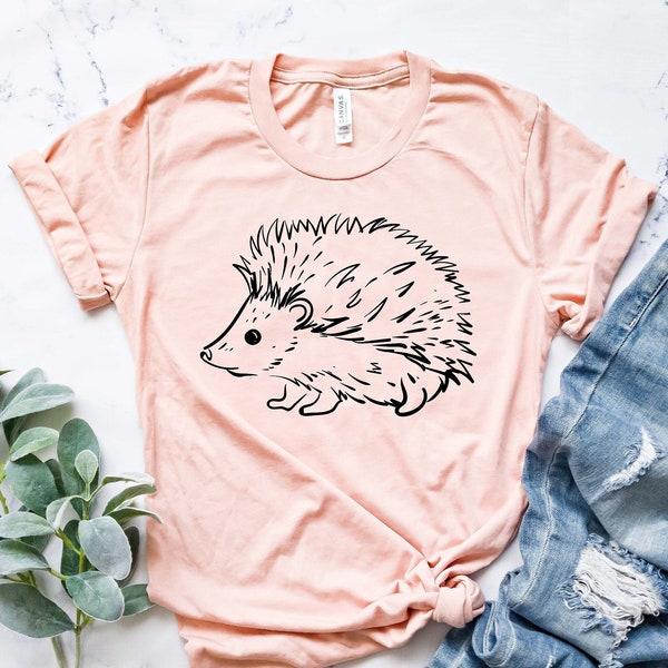Cute Hedgehog Pocket Shirt - Pocket Tee, Unisex Shirt, Hedghehog shirt, Hedgehog tee, Cute drawing, Hipster tee, Graphic tee, hipster