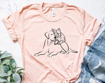 Dog and Cat Shirt-Dog Mom Shirt- Cat Mom Shirt- Gift for Aunt-Mom Gift- Gift For Him-Funny Cat Shirt