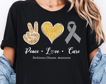Peace Love Cure, Parkinsons Disease Awareness month shirt, Parkinsons T-Shirt, One peice Bodysuit