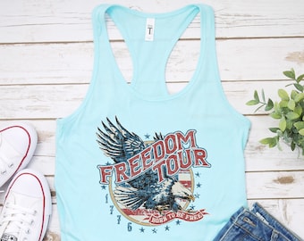 Freedom Tour Tank Top, Born to Be Free Tank Top, Memorial Day Tank Top, American Eagle Tank Top, Independence Day Tank Top, Patriotic Tank