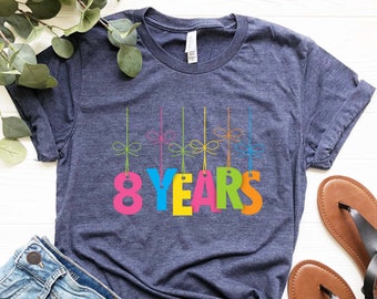 Personalizable / Hola ocho, camiseta de Hola 8, octavo cumpleaños para ella, fiesta de octavo cumpleaños, regalo de octavo cumpleaños, fiesta de cumpleaños, niña de octavo cumpleaños