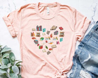 Book heart Shirt, book shirt, book lover shirt, book t shirt, Funny Reader Shirt, Reader shirt, motivational shirt, reading shirt, Bookish