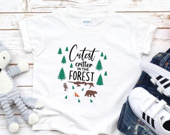 Cutest Critter In The Forest Onesie, Woodland Animals, Baby Shower Gift, Woodland Animals Shirt, Woodland Baby Gift