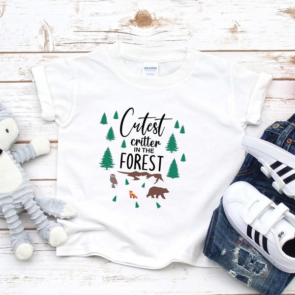 Cutest Critter In The Forest Onesie, Woodland Animals, Baby Shower Gift, Woodland Animals Shirt, Woodland Baby Gift