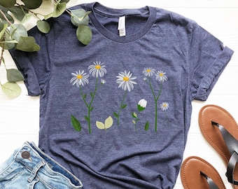 Daisy Shirt, Wildflower Shirt, Boho Shirt, Floral T-shirt Gift, Birth Month Flower, Gift For Sister, Summer Shirt, Women Shirt, Flower Shirt