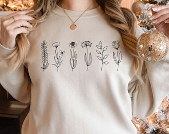 Birth Month Flower Sweatshirt, Flower Sweatshirt, Personalized Birth Month Flower Sweatshirt