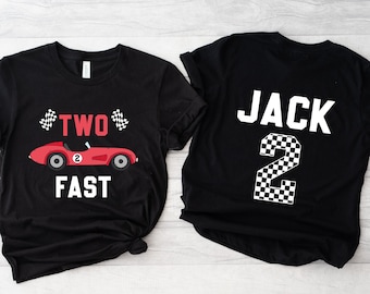 Two fast race car shirt, Racing tshirt, Racecar birthday shirt, Birthday boy shirt, Racecar birthday party, Race car shirt, Custom race car
