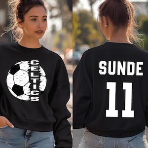 Personalized Soccer Sweatshirt Custom Soccer Mom Shirt Game Day Soccer Outfit Name and Number Soccer Shirt Custom Soccer Ball Sweatshirt