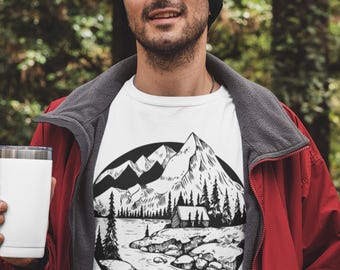 Mountain Hiking Shirt for Adventure Tee Nature Camping Shirt Wilderness Explorer Tshirt Outdoors Graphic Tee Mountains Calling Gift for her