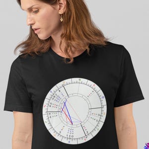 Camiseta personalizada con carta natal de astrología, camiseta personalizada con signo del zodiaco, regalo único de horóscopo, diseño de mapa estelar celestial