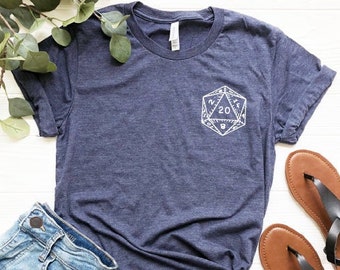 A d20 World D&D Shirt , DnD , Dungeons Dragons , Gifts for dm , Dungeon master (dm) gifts, minimal dnd shirt
