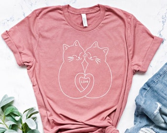 Cat Shirt, Cat Heart Shirt, Cats Tshirt, Gift for Cat Mom, Cat Mom Shirt, Cat Shirts for Women, Cat Lover Shirt, Cat Owner Gift Idea