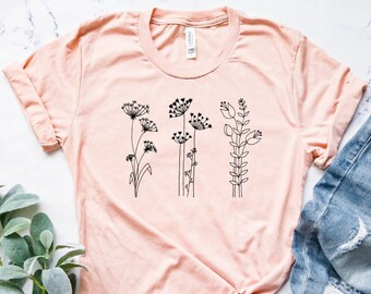 Wildflower Shirt, Sunflower Shirt, Flower Shirt, Plant Lady Shirt, Gift for Plant Lady, Plant Shirt, Gardener Shirt, Gardening Shirt