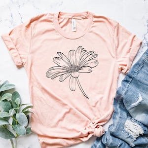 Daisy Flower Shirt, Flower Girl Shirt, Wildflower Shirt, Floral Shirt, Flowers in Nature Tee,Womens T Shirt, Gift For Her,Flower Print Shirt