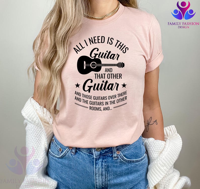All I Need This Guitar, Acoustic Guitar T-Shirt, Musician Tee, Guitar player gift, Cool guitar band shirt, Music lover tee, Guitar Lover Tee