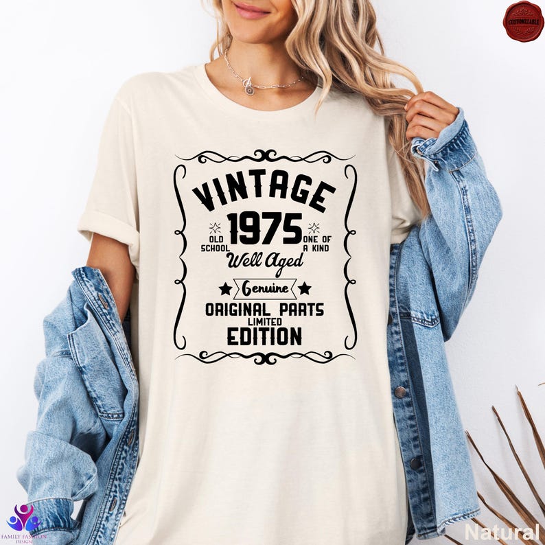 50th Birthday Shirt, Vintage 1975 Shirt, 50th Birthday Gift For Women, 50th Birthday Gift For Men, 50th Birthday Best Friend Natural