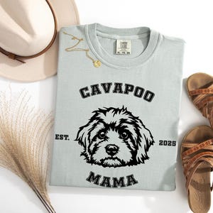 Comfort Colors® Cavapoo Shirt, Personalized Cavapoo Mama Tshirt, Custom Dog Shirt, Gift for dog lover, Custom dog mom gift