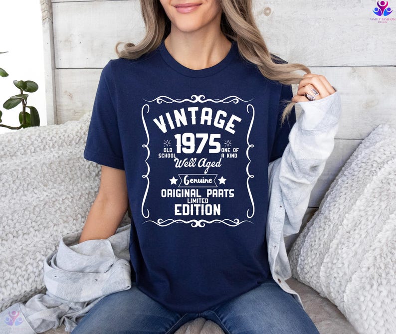 50th Birthday Shirt, Vintage 1975 Shirt, 50th Birthday Gift For Women, 50th Birthday Gift For Men, 50th Birthday Best Friend Navy
