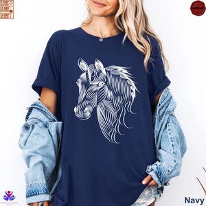 Camiseta de caballo, camiseta para amantes de los caballos, camiseta para chica con caballos, regalo para madre, camisetas para amantes de los animales, regalo para amantes de los caballos, camiseta para mujeres con amor por los caballos Navy