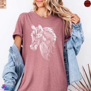 Camiseta de caballo, camiseta para amantes de los caballos, camiseta para chica con caballos, regalo para madre, camisetas para amantes de los animales, regalo para amantes de los caballos, camiseta para mujeres con amor por los caballos Heather Mauve