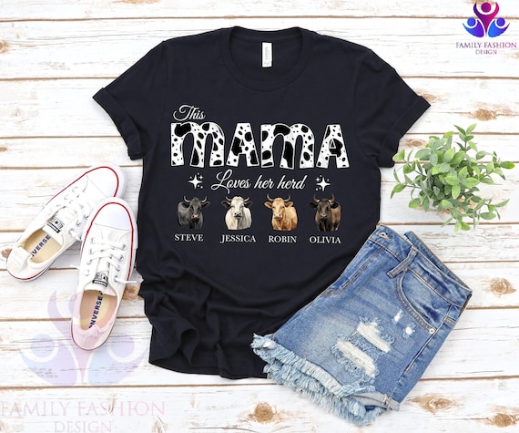 Custom Mom Shirt With Names, Custom Cow Print Shirt, Cow mama Shirt, Western Mama Shirt, Personalized Mom, Mothers Day Gift
