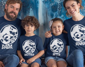 Personalized Dinosaur Shirt, Custom T-Rex Family Tee, Funny Matching Dinosaur Shirts, Birthday Gift for Dinosaur Lovers