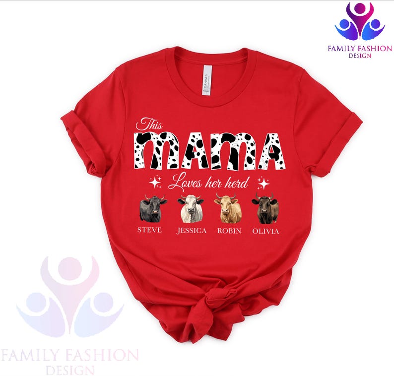 Custom Mom Shirt With Names, Custom Cow Print Shirt, Cow mama Shirt, Western Mama Shirt, Personalized Mom, Mothers Day Gift