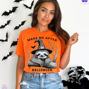 Funny Sloth Halloween T-Shirt Halloween Lazy Shirt Spooky Cute Fall Tee Sloth Lover Gift Spooky Sloth Witch Tee