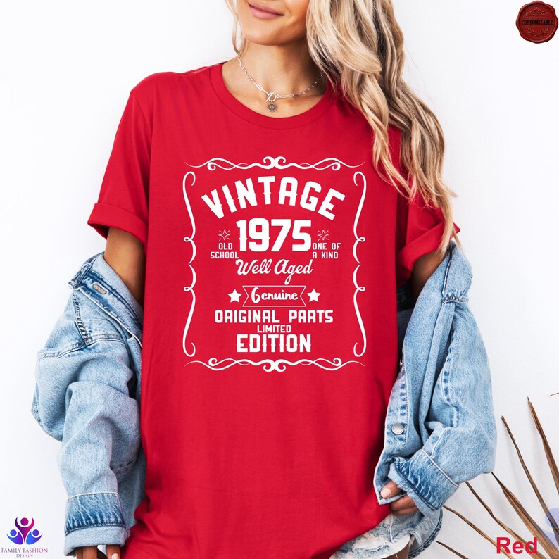 50th Birthday Shirt, Vintage 1975 Shirt, 50th Birthday Gift For Women, 50th Birthday Gift For Men, 50th Birthday Best Friend Red