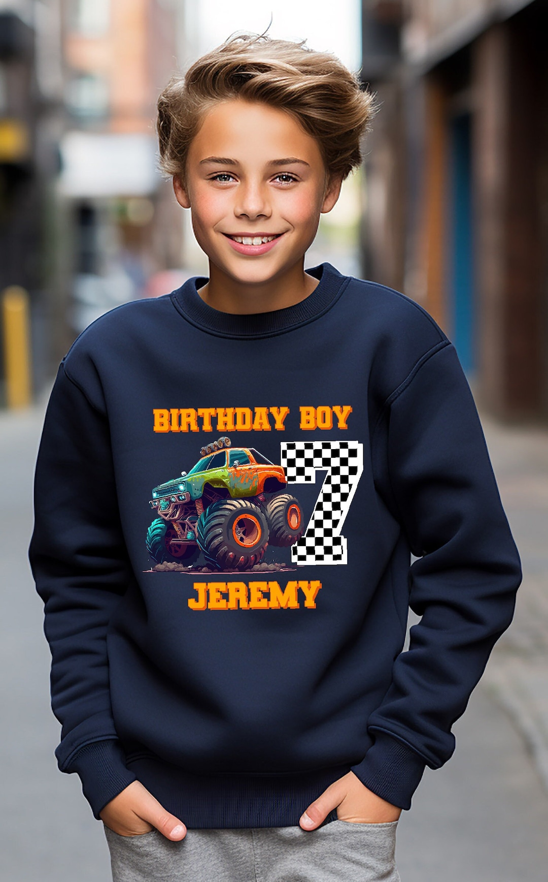 Monster Truck Sweatshirt, Custom Birthday Hoodie, Personalized Birthday