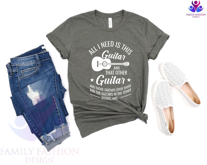 All I Need This Guitar, Acoustic Guitar T-Shirt, Musician Tee, Guitar player gift, Cool guitar band shirt, Music lover tee, Guitar Lover Tee