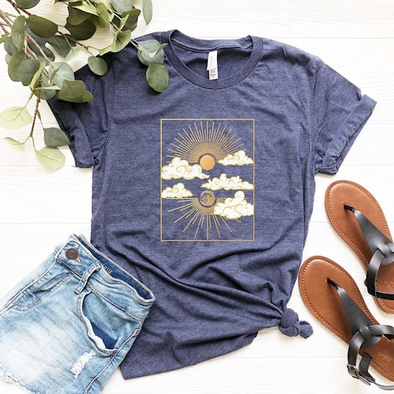 Sun and Moon T Shirt Aesthetic Shirt Yoga Shirt Pagan Clothing Aesthetic Clothing Celestial Clothing Moon T-Shirt Sun TShirt Celestial Shirt