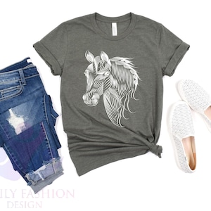 Camiseta de caballo, camiseta para amantes de los caballos, camiseta para chica con caballos, regalo para madre, camisetas para amantes de los animales, regalo para amantes de los caballos, camiseta para mujeres con amor por los caballos Heather Military Green