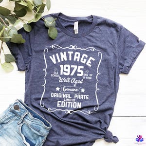 50th Birthday Shirt, Vintage 1975 Shirt, 50th Birthday Gift For Women, 50th Birthday Gift For Men, 50th Birthday Best Friend Heather Navy
