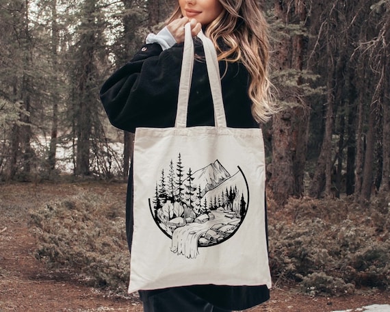 Mountain Tote Bag Mountain Range Design Canvas Tote Bag Trendy Tote Bag Bridesmaid Tote Bags Etsy