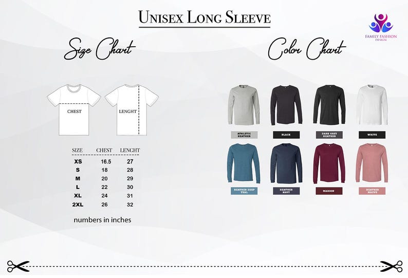 a long sleeved shirt with different colors and sizes