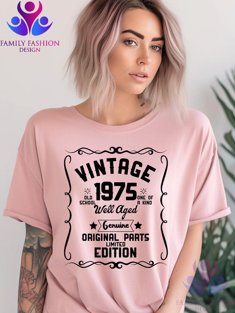 50th Birthday Shirt, Vintage 1975 Shirt, 50th Birthday Gift For Women, 50th Birthday Gift For Men, 50th Birthday Best Friend Pink
