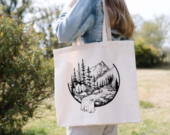 Mountain Tote Bag - Mountain Range Design - Canvas Tote Bag