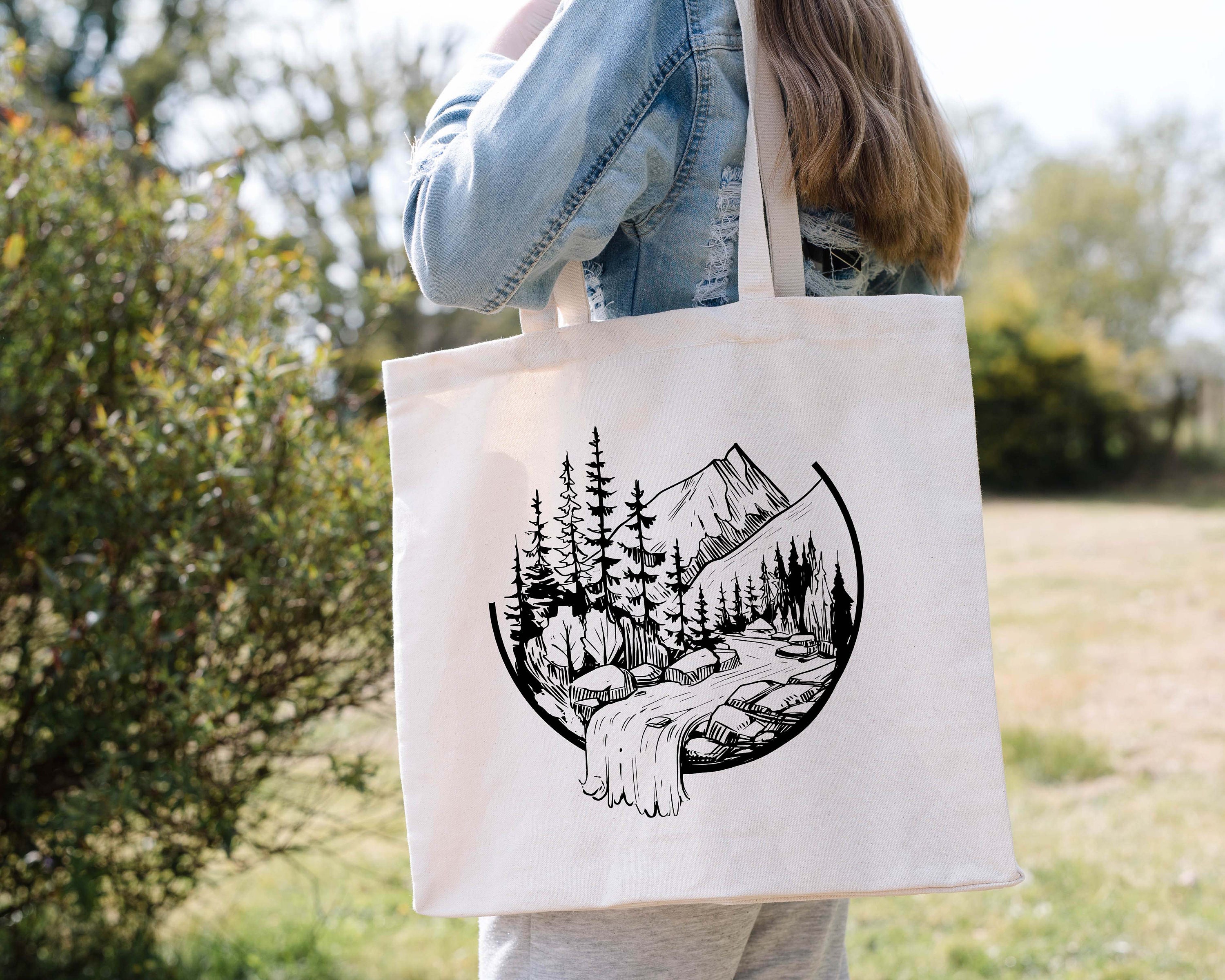Mountain Tote Bag - Mountain Range Design - Canvas Tote Bag