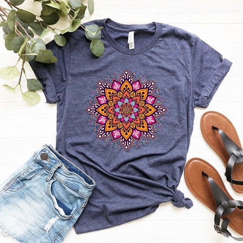 Mandala Shirt, Mandala T-Shirt, Cute Spring Shirt, Cute Shirt for Woman, Cute Mandala Shirt, Gifts for Her, Flower Shirt Pretty