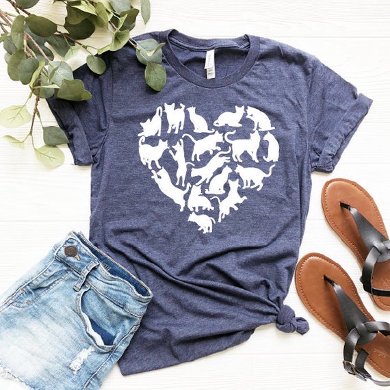 Cat Shirt Cat Heart Shirt Cats Tshirt 