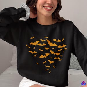 Halloween Bat Sweatshirt for Women Cute Bat Hoodie Funny Halloween Sweater Spooky Fall Shirt Bat Lover Gift