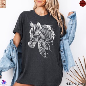 Camiseta de caballo, camiseta para amantes de los caballos, camiseta para chica con caballos, regalo para madre, camisetas para amantes de los animales, regalo para amantes de los caballos, camiseta para mujeres con amor por los caballos Heather Dark Gray