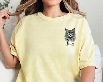 Comfort Colors® Personalized Cat Shirt Custom Cat Name Shirt Gift for Cat Lovers Mothers Day Gift for Dad Shirt for animal lover