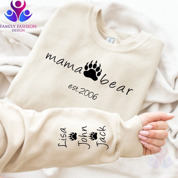 Custom Mama Bear Sweatshirt, Mama Bear Hoodie, Mom sweatshirt, Personalized mama gift, Personalized mother's day gift