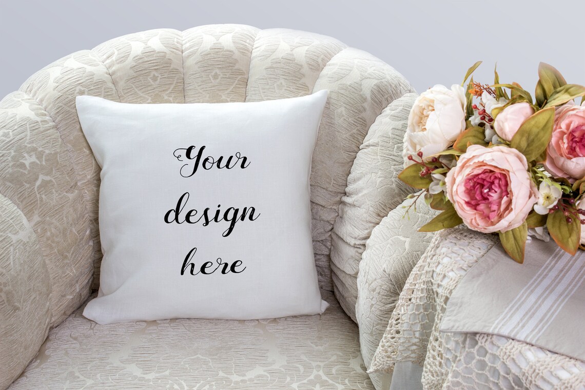Square Pillow Mockup, White Pillow Mockup, Styled Pillow Mockup, Pillow