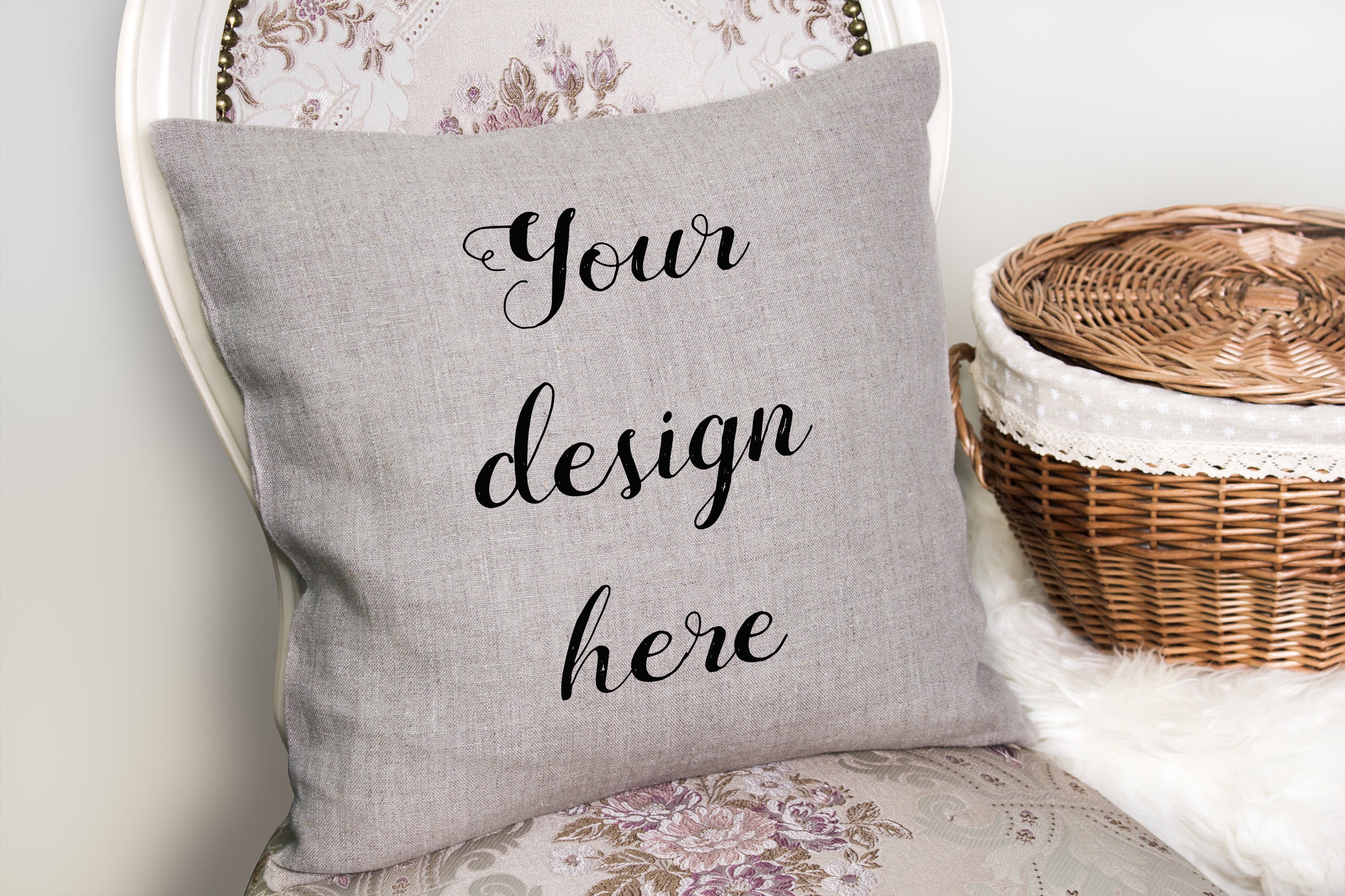Square Pillow Mockup, Grey Pillow Mockup, Styled Pillow Mockup, Pillow