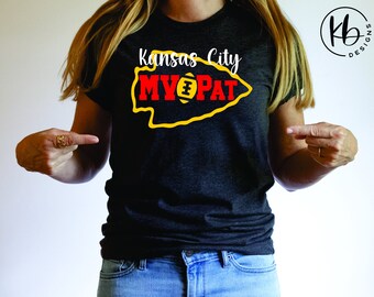 MVPat Kansas City Chiefs Tee. KC Chiefs Fashion T-Shirt. MVPat KC Chiefs Gear. Chiefs Kingdom Tee. Red Kingdom Tee. Chiefs Fan Gift.