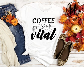 UNISEX Coffee is Vital Fashion T-Shirt - Langarm - Sweatshirt - Hoodie. Damenmode. Geschenk für Mama. Geschenk für Schwester. Geschenk für Freund.